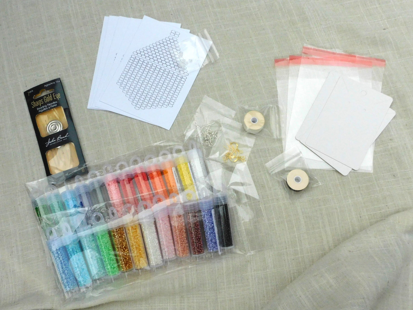 Kit de perles complet, 24 couleurs et textures, Kit de perles pour débutants, Ensemble complet, Miyuki 11/0, Kit de boucles d'oreilles, Cadeau pour elle, Ensemble de création